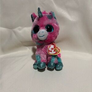 Pink and Blue Unicorn Plush Toy, TY BEANNIE